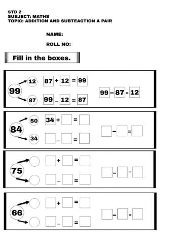 Addition and subtraction in a pair