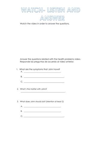 Health problems questions