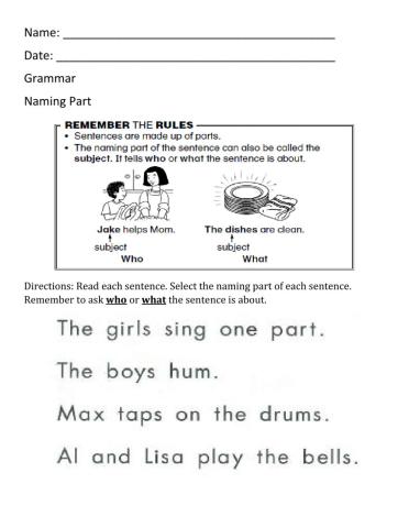 Naming Part Worksheet - 1