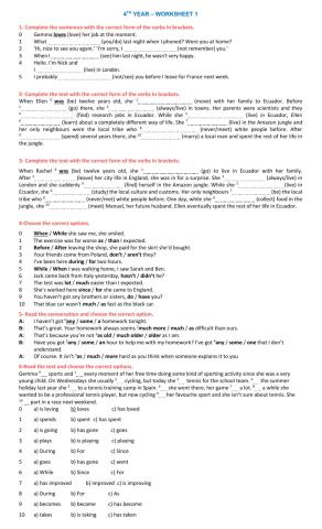 4th year- worksheet 1