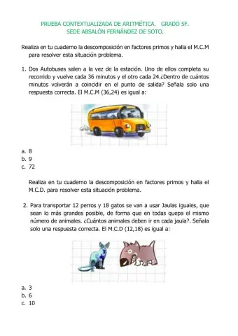 Prueba matemáticas segundo periodo