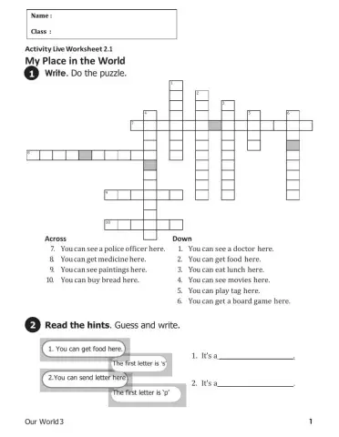 Vocabulary 1 Unit 2 My Place in the World