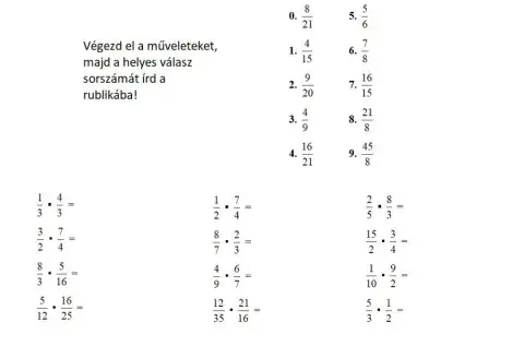 Tört szorzása törttel