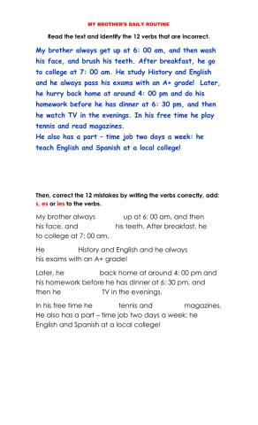 Identify the mistakes- Present Simple 3rd singular form