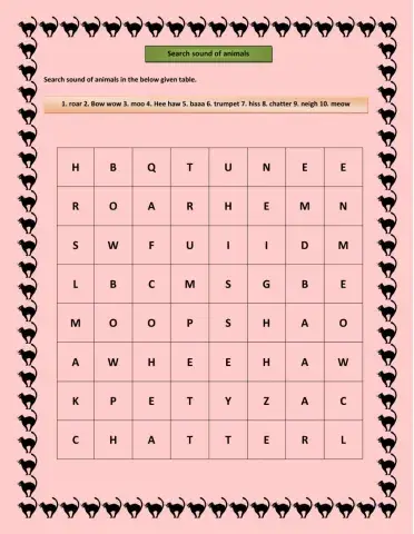 Crossword puzzle : Sound of animals