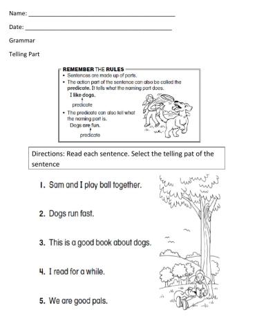 Telling Part Worksheet -1