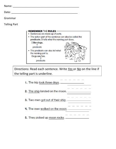Telling Part Worksheet - 2