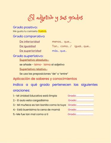 Adjetivo y sus grados