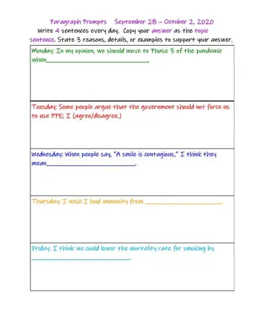 Coronavirus Writing Prompts 7