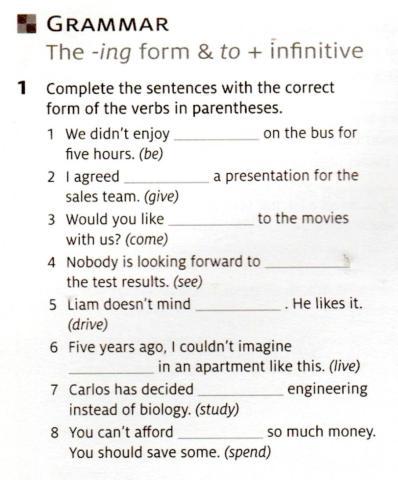 Gerunds and Infinitives after certain verbs