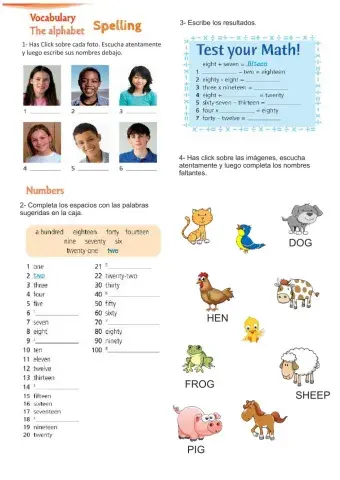 Animals, Colors, Numbers, School Objects