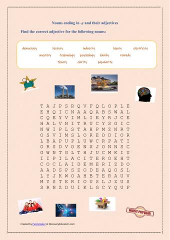 Nouns ending in -y and their adjectives