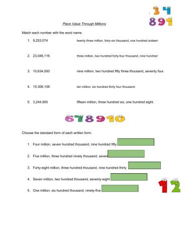Place Value Through millions