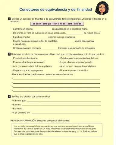 Conectores de equivalencia y finalidad