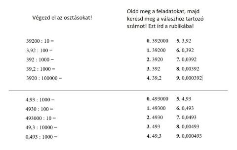 Tizedes tört osztása 10