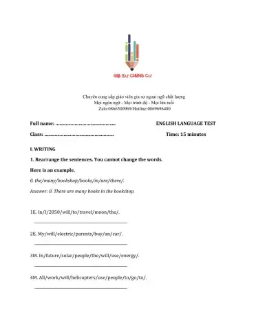 Lớp 6 - Unit 11 OUR GREENER WORLD-WRITING