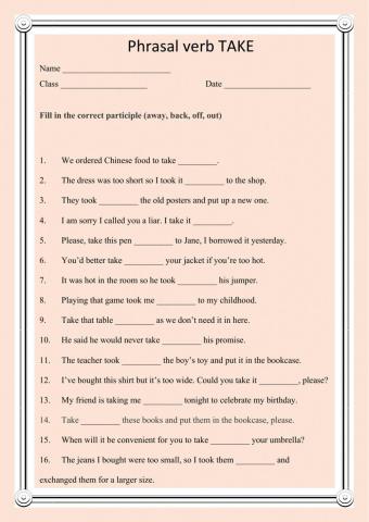Phrasal verb TAKE