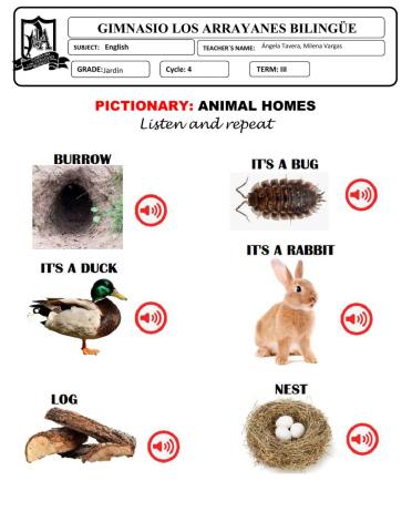 Pictionary Animal homes
