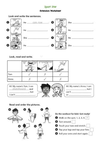 Sports Star Extension Worksheet