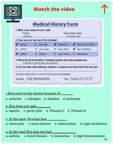 Reading-Vocabulary: Health Forms