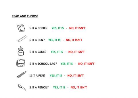 School objects practice
