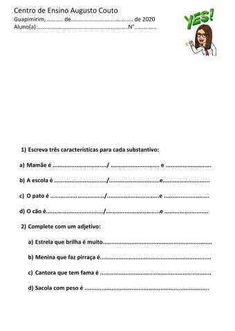 Adjetivos e substantivos