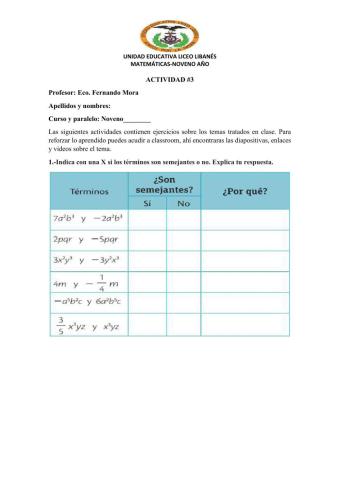 Reducción de términos semejantes