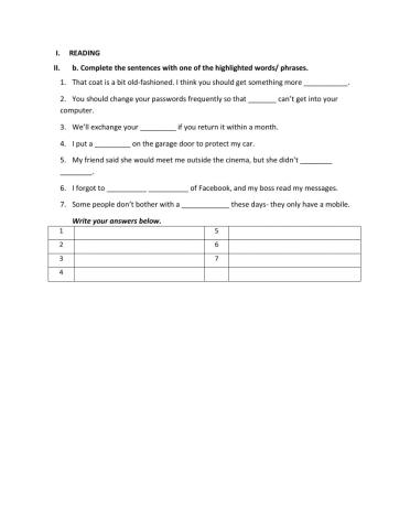 Week 8- Sentence Completetion