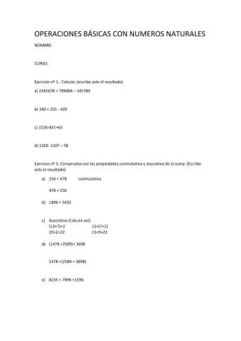 Operaciones con números naturales