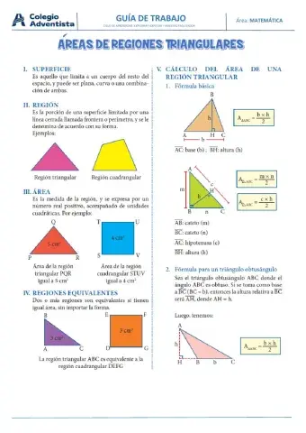 Áreas de regiones triangulares