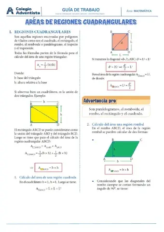 Áreas de regiones cuadrangulares