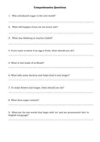 Comprehension Questions - White Gold
