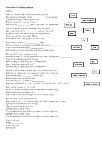 Somebody That I Used to Know