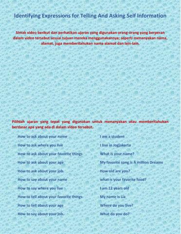 Identifying Expressions for Telling And Asking Self Information