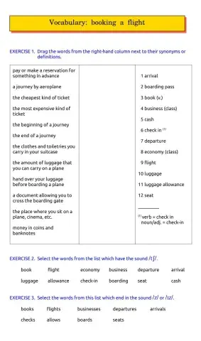 Vocabulary: booking a flight