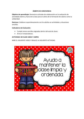 Mi clase linda y limpia.