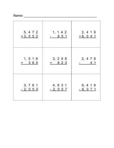 Addition and Subtraction