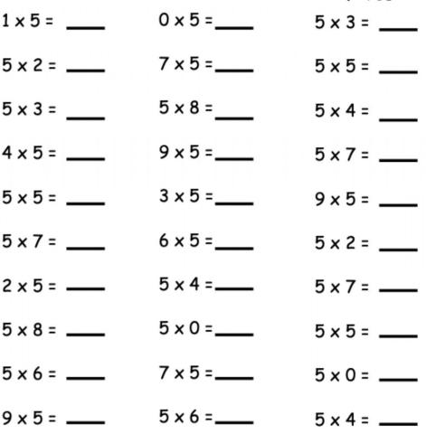 5s Multiplication Fluency