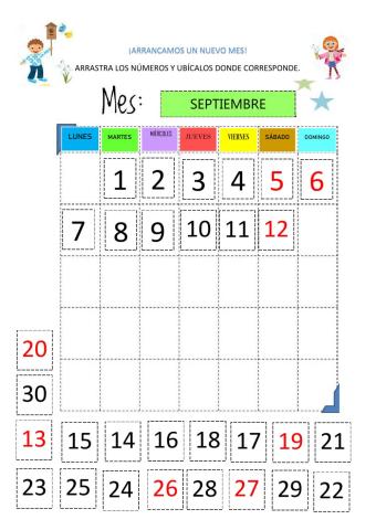 Calendario de septiembre