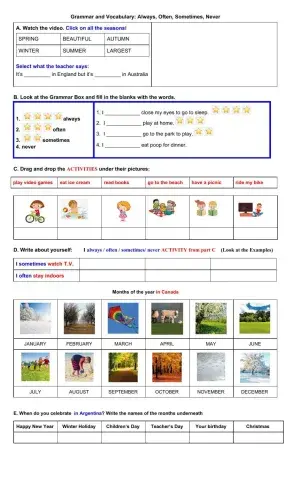 Grammar and Vocabulary: Always, Often, Sometimes, Never