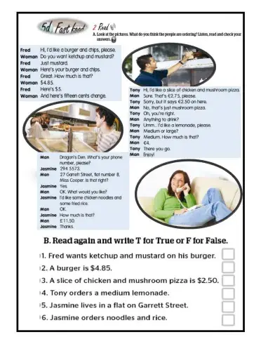 Fast food reading comprehension