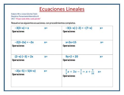 Ecuaciones Lineales