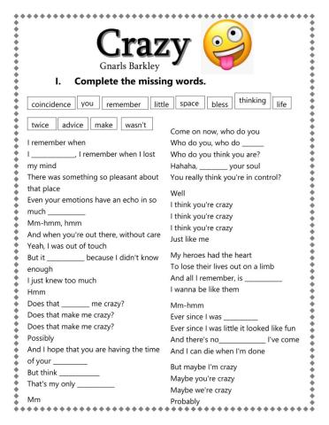 Listening activity multiple tenses