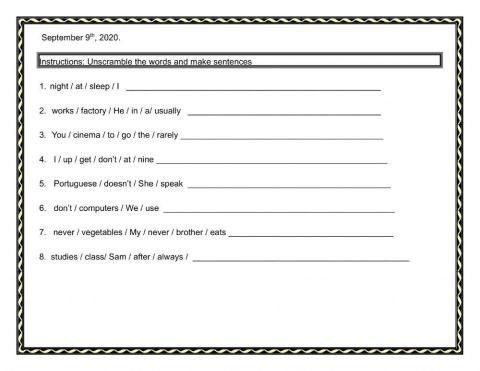 Unscramble the sentences