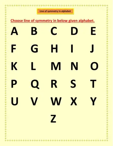 Type of line of Symmetry in Eng alphabet