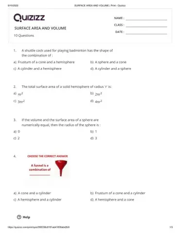 Surface area and volume