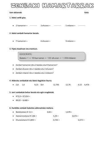 7. gaiko berrikusketa -Zenbaki hamartarrak-