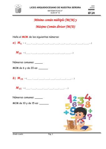 Mínimo común múltiplo y Máximo común divisor
