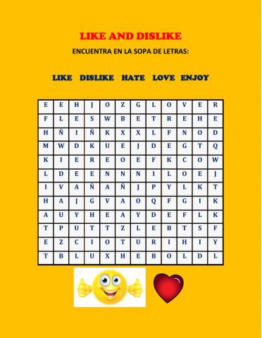 Sopa de letras like-dislike