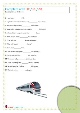Prepositions of Time Bs96-12